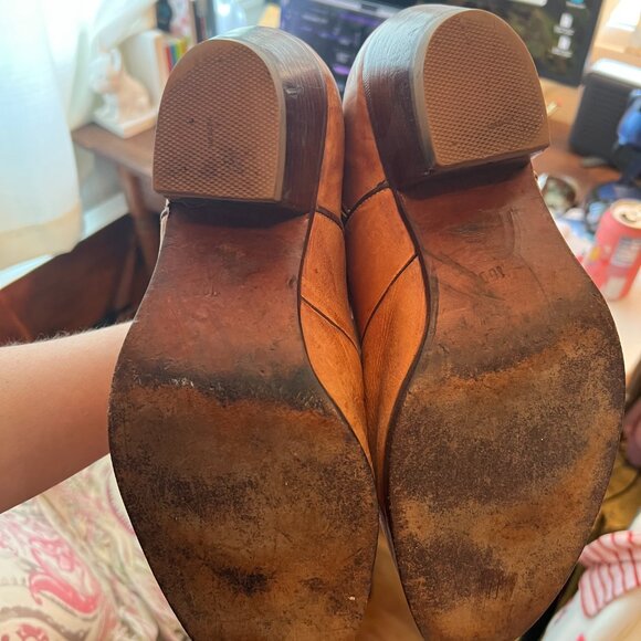Vintage 70s The Wild Pair Tan Leather Ankle Boots Almond Toe W10 M8.5 - Picture 4 of 10
